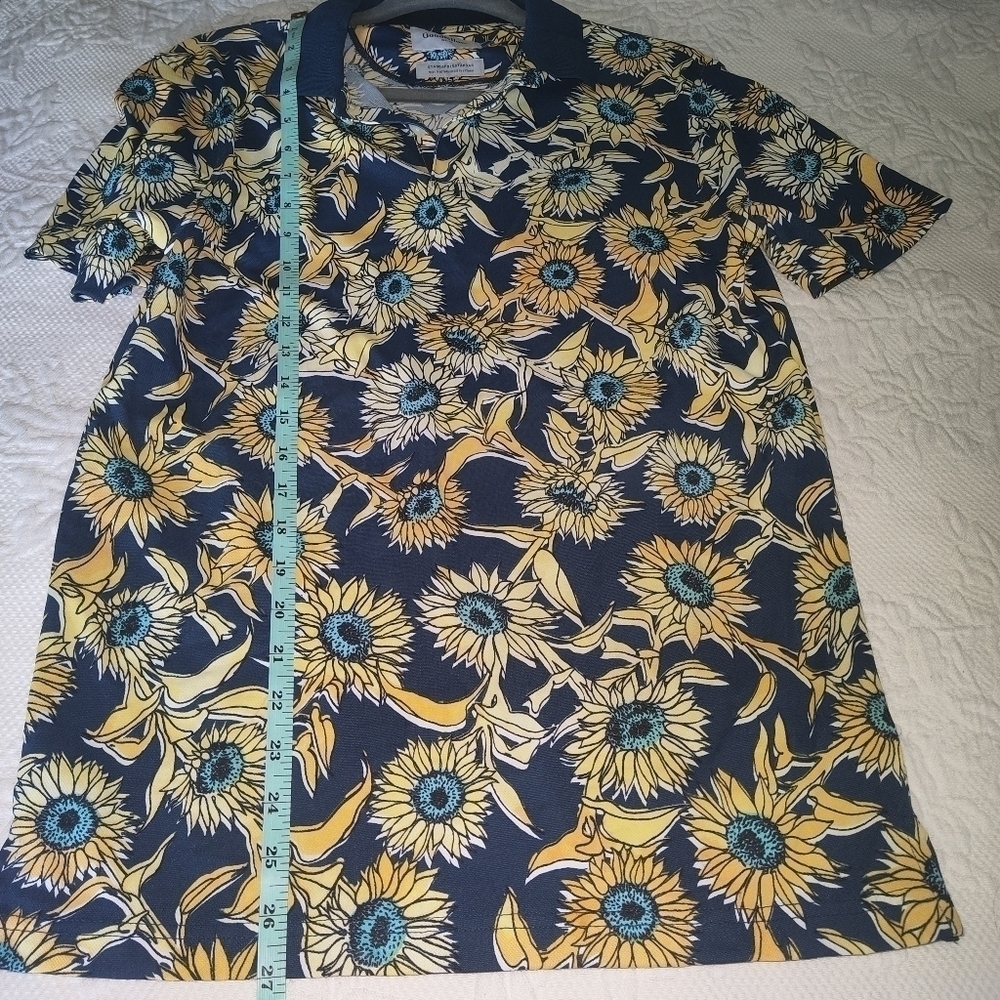 Goodfellow & Co Mens Navy/Sunflowers Standard Fit Short Sleeve Polo Shirt Size S - Picture 6 of 7